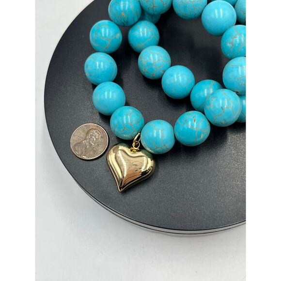 Ettika Luck & Love Turquoise Elastic Stretch Beaded Bracelet Two Set New - Picture 3 of 11